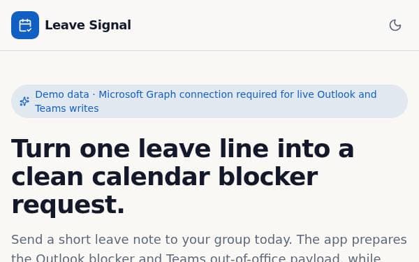 Screenshot of Leave Signal