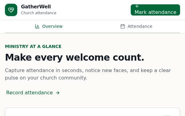 Screenshot of Church Attendance Tracker