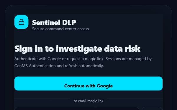 Screenshot of Sentinel DLP