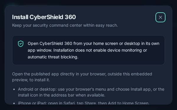 Screenshot of CyberShield 360