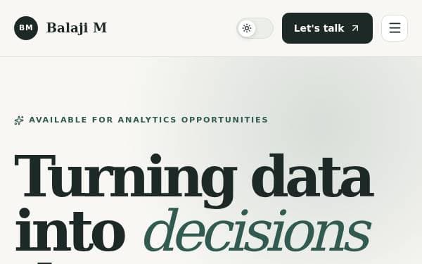 Screenshot of Balaji Analytics Portfolio