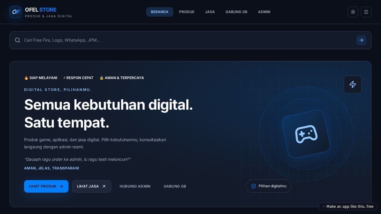 Screenshot of OFEL Store Digital