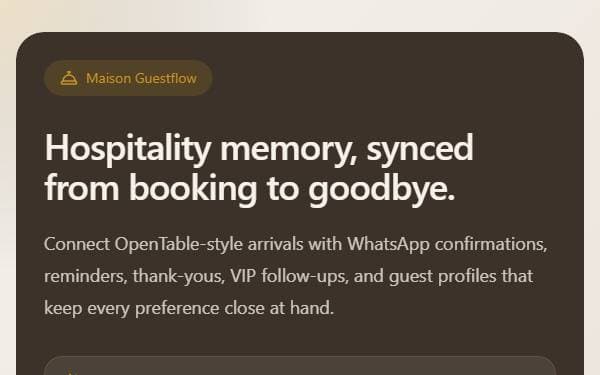 Screenshot of Maison Guestflow