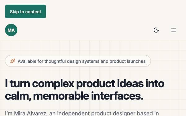 Screenshot of Mira Portfolio