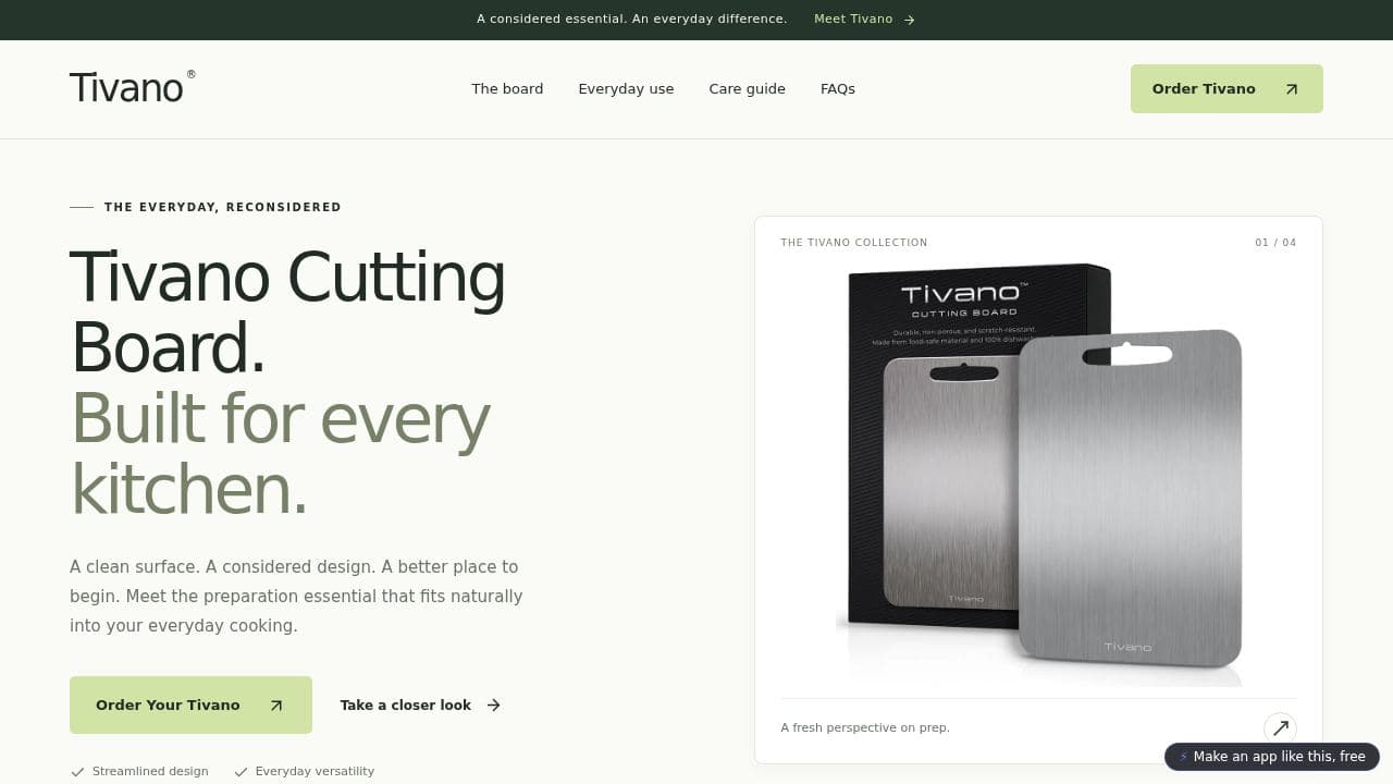 Screenshot of Tivano — Built for Every Kitchen