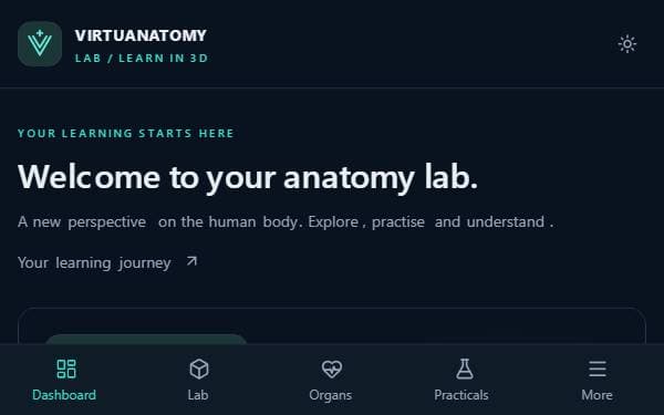 Screenshot of VirtuAnatomy Lab