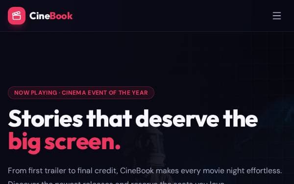 Screenshot of CineBook Ticket Manager