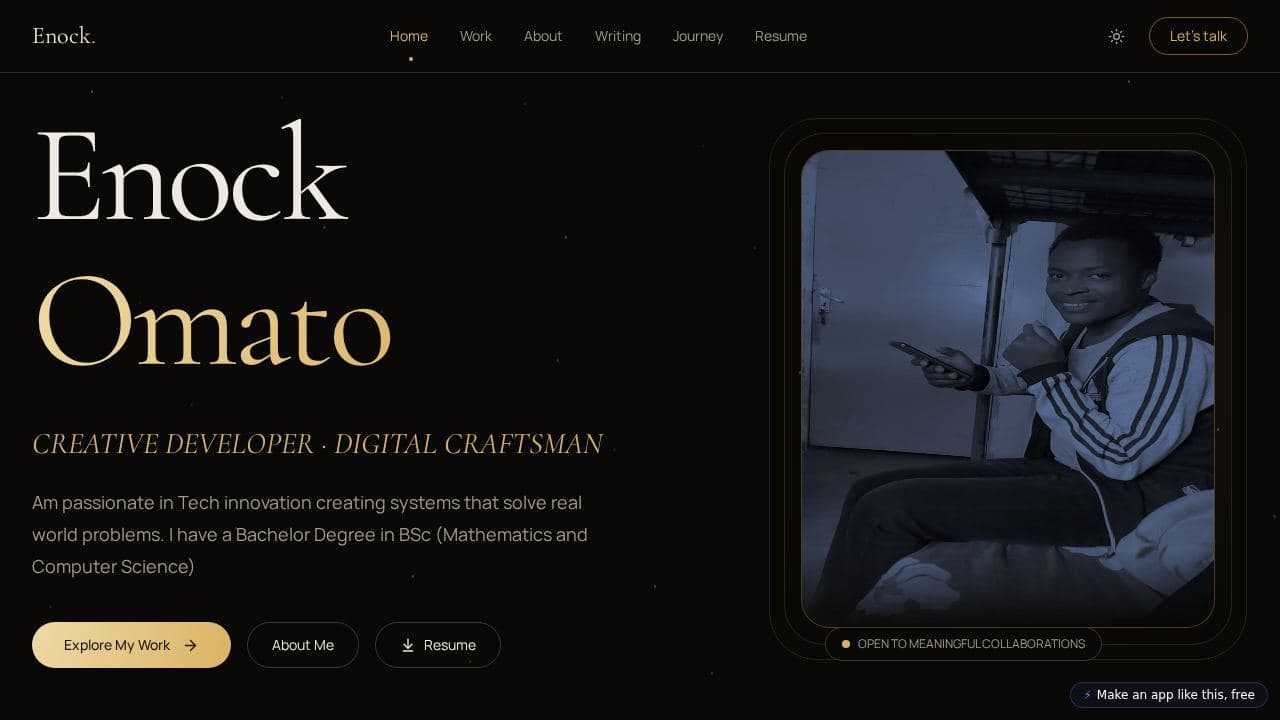 Screenshot of Enock Omato Portfolio