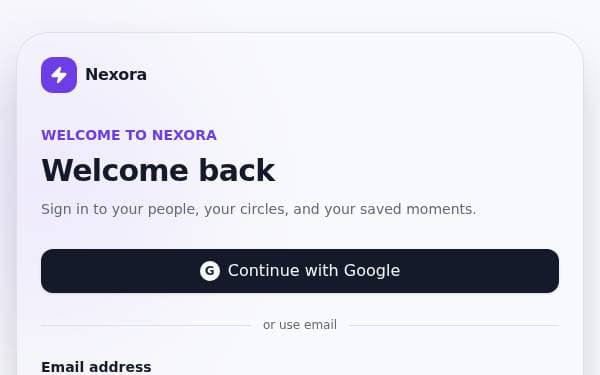 Screenshot of Nexora Social Network