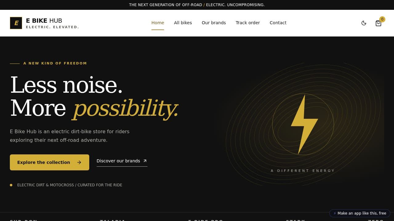Screenshot of E Bike Hub