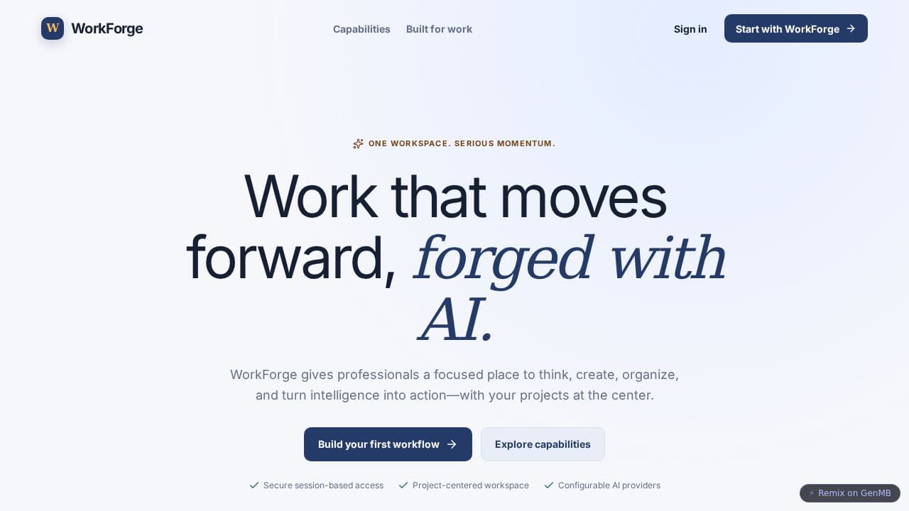 Screenshot of WorkForge AI Workspace