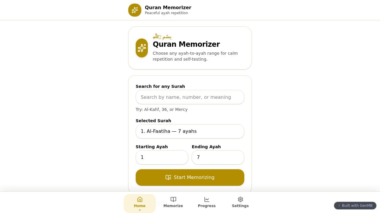 Screenshot of Quran Memorizer