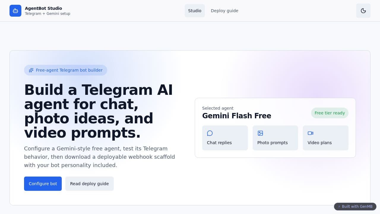 Screenshot of AgentBot Studio
