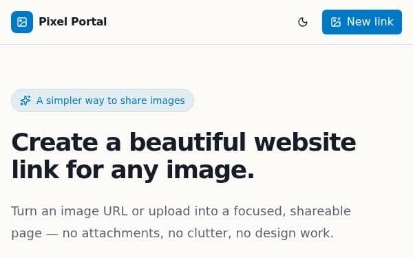 Screenshot of Image Link Website