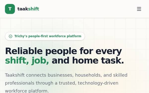 Screenshot of Taakshift Workforce Hub