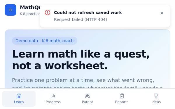 Screenshot of MathQuest K-8