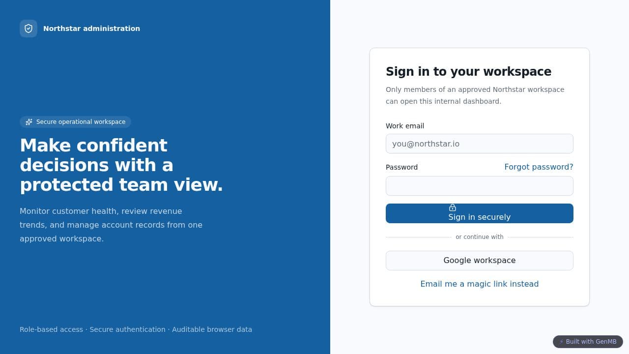 Screenshot of Secure Admin Dashboard