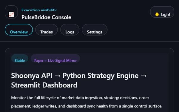 Screenshot of PulseBridge Console