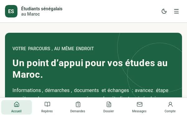 Screenshot of Étudiants Sénégalais au Maroc