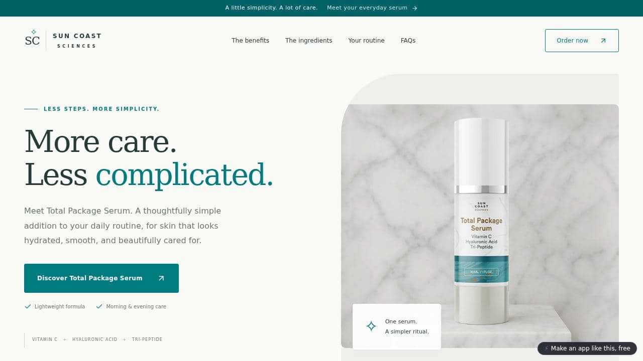 Screenshot of Total Package Serum
