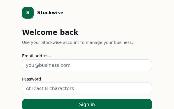 Screenshot of SimpleStock Billing