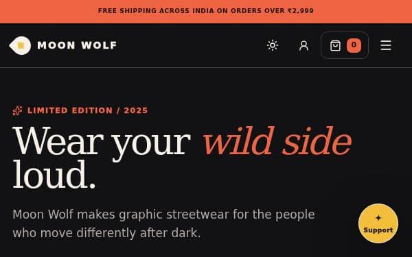 Screenshot of Moon Wolf Clothing