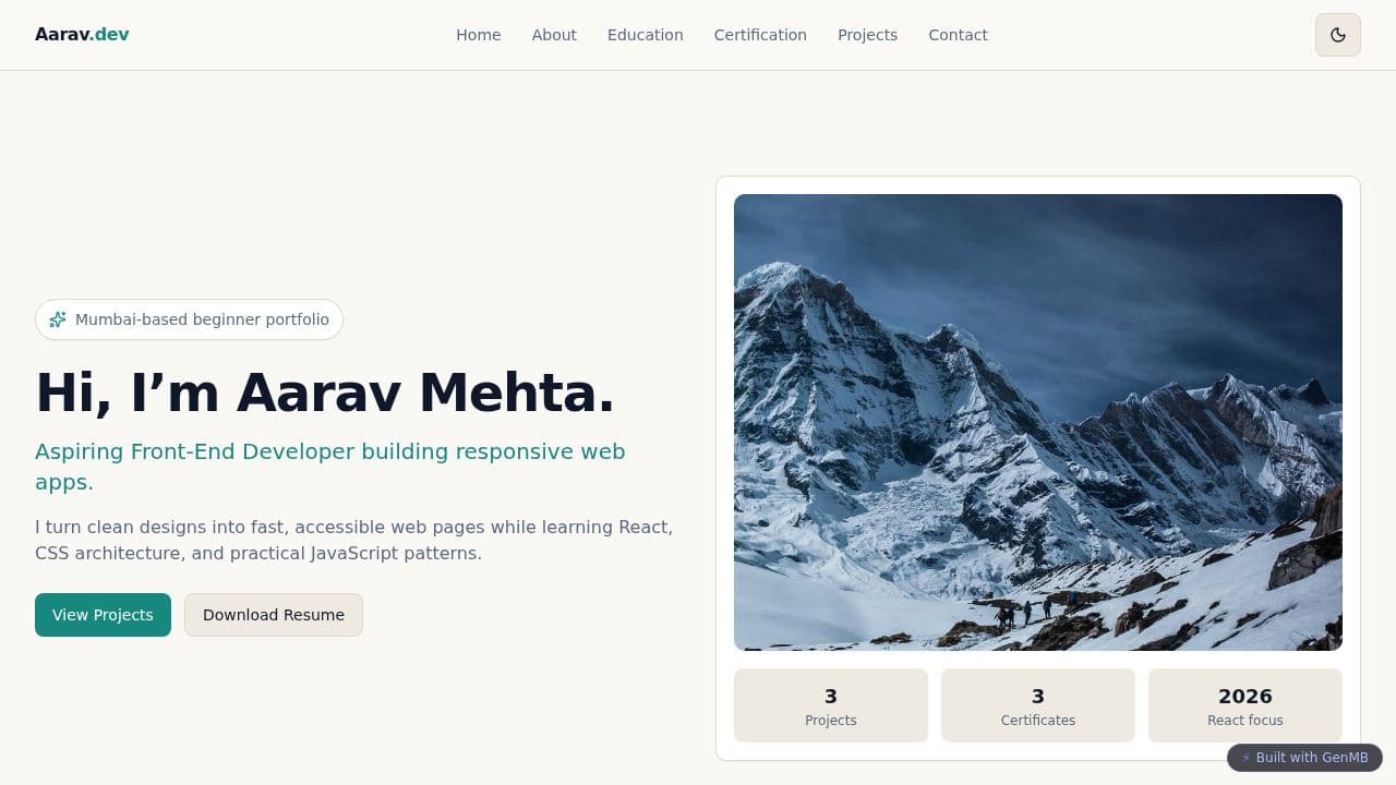 Screenshot of Mumbai Portfolio