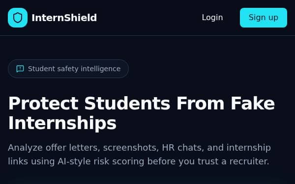 Screenshot of InternShield