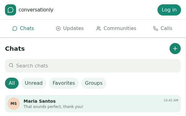 Screenshot of Business Customer Chat