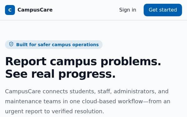Screenshot of Campus Issue Tracker