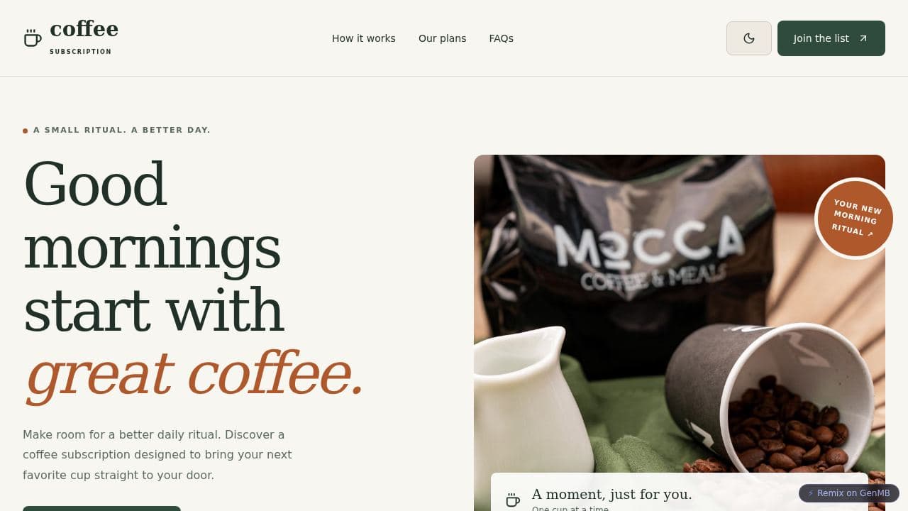 Screenshot of Coffee Subscription
