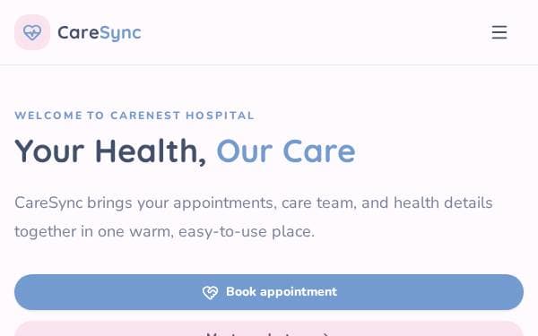 Screenshot of CareSync Hospital Hub