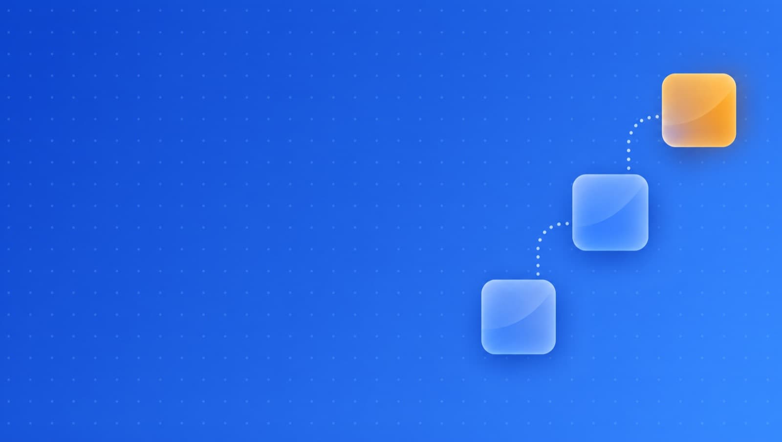 Blue gradient cover with three stepped glass tiles joined by a dotted path, ending in an amber tile, for GenMB tutorials